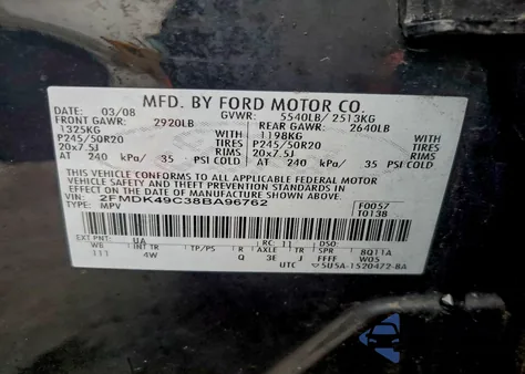 2008 Ford Edge Limited из США, поврежденный, VIN 2FMDK49C38BA96762